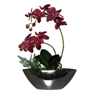 UMĚLÁ KVĚTINA orchidej 40 cm - vínově červená