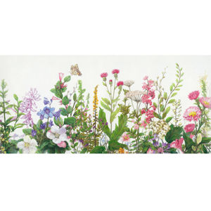 Monee OLEJOMALBA, květiny, 150/70 cm - zelená, fialová, pink, světle zelená, béžová