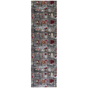 X-Mas UBRUS 'BĚHOUN' NA STŮL, 40/140 cm, krémová, šedá, červená - krémová, šedá, červená