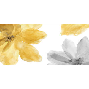 Monee UMĚLECKÝ TISK, květiny, 120/55 cm - žlutá, šedá, bílá